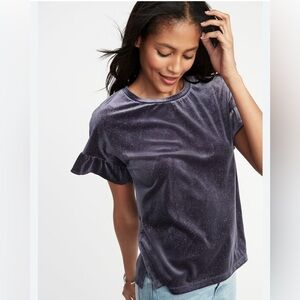 Old Navy Velvet Short Sleeve Top - Dark Purple